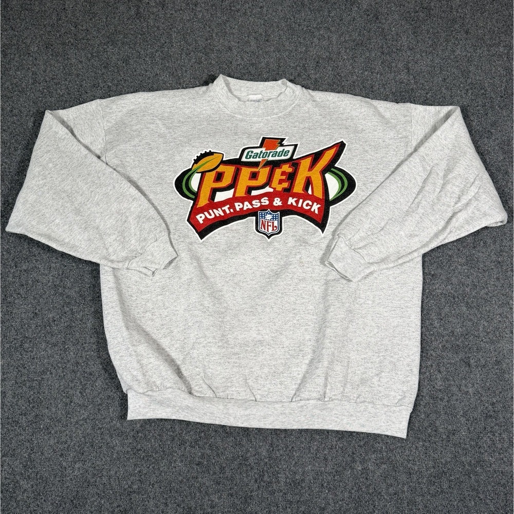 Vintage Gatorade NFL Crewneck Sweatshirt Logo 7 Size XL Gray 90s USA